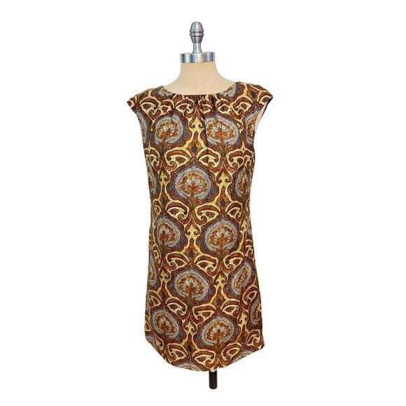 Milly Of New York Boho Paisley Print Silk Shift Dress Size 6 - Picture 1 of 5